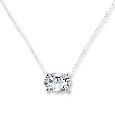 Simple diamond solitaire necklace, simulated diamond dainty necklace 14k gold, oval shaped pendant necklace for ladies with chain, #6760. Diamond Solitaire Necklace 1 Carat Oval 14k White Gold Jared