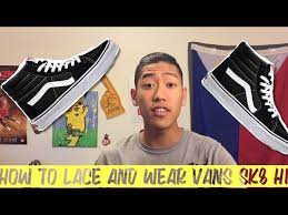 Vulcanized construction for optimal board feel. How To Lace And Wear Vans Sk8 Hi Youtube