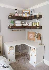 Diy Corner Desk College Apartment Decor Floating Corner Shelves