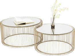 Kare Design Couchtisch Wire Gold 2er Set Runder Moderner Glastisch Grosser Beistelltisch Kaffeetisch Nachttisch Gold Couchtisch Design Kaffeetisch Kare Design