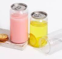 Custom Design 330ml 375ml 500ml Round Clear Plastic Can for Drinks with Lids