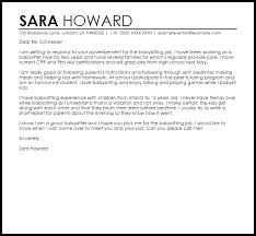 Babysitting Sample Cover Letter Cover Letter Templates Examples