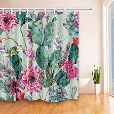 Shower Curtain Set Bright Colorful Cactus Waterproof Mild Https Www Amazon Com Dp B073w77s8f Ref Cactus Shower Curtain Flower Shower Curtain Cactus Flower