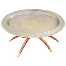 Moroccan Copper Coffee Table Oval With Wooden Folding Base From A Unique Collection Of Antique A Copper Coffee Table Oval Coffee Tables Brass Cocktail Table