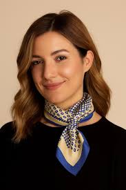 Navy Blue Spotted Satin Scarf: Spring Hair & Neck Accessory