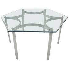 Mid Century Modern Aluminum Dining Table With Hexagonal Glass Top For Sale At 1stdibs
