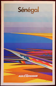 Original Poster Senegal Africa Air Afrique Airlines Painting Ocean Coast Colors Ebay Vintage Travel Posters Retro Travel Poster Travel Posters