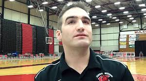Wrestling coach Justin Ensign after UCM Dual Jamboree