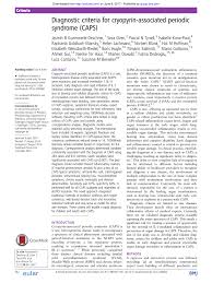Pdf Diagnostic Criteria For Cryopyrin Associated Periodic Syndrome Caps