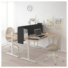 Bekant Desk With Screen White Stained Oak Veneer White Ikea Ikea Bekant Ikea Bekant Desk Small Office Furniture