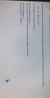 All we need to do is evaluate f(0). For The Following Polynomial Function Find A The Chegg Com