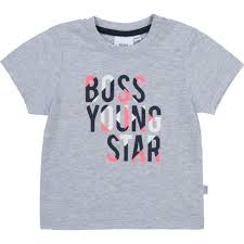 Boss Short Sleeved T Shirt Baby Grey Kids Around
