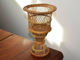 Vintage Rattan Planter 14 5 Tall Wicker Plant Holder Etsy Rattan Planters Plant Stand Tall Plant Stands Very unique shape, looks victorian, you could place a piece of glass or a tray on top for a table.