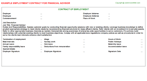 Financial advisor jobs financial advisors give their clients important advice and insights on handling their finances. Financial Advisor Career Templates Examples