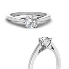Classic designs, halo rings, nature inspired, vintage inspired Solitaire Tapered Engagement Ring In 14k White Gold Fascinating Diamonds