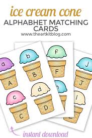 Ice Cream Cone Alphabet Match Up Printable Cards Instant Download Alphabet Matching Alphabet Preschool Uppercase And Lowercase