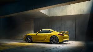 Hd Wallpaper Yellow Coupe Porsche Cayman Gt4 Side View Car Land Vehicle Wallpaper Flare