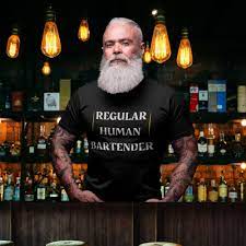 Tshirt de lucky brew avec jackie daytona (propriétaire et barman humain régulier). Regular Human Bartender Jackie Daytona Shirt What We Do In Etsy