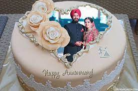 Happy wedding anniversary cake with photo edit. Happy Anniversary Cake With Photo Frame