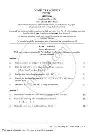 Cbse class 12 physics (code 042) question paper 2020. Computer Science Theory 2019 2020 Isc Commerce Class 12 Set 1 Question Paper With Pdf Download Shaalaa Com