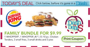 Redplum Dash For Deals Burger King Family Bundle For 9 99 Printable Coupons Free Printable Coupons Burger King
