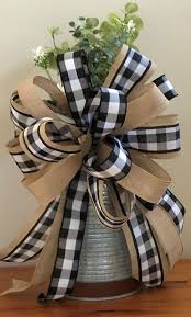 Farmhouse Bow Black And White Buffalo Check Wreath Bow Home Etsy In 2020 Buffalo Plaid Decor Plaid Decor Farmhouse Fall Decor