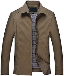 Lentta Men S Casual Stand Collar Full Zip Lightweight Waterproof Jacket Coat Small Brown At Amazon Men S Clot Casual Lightweight Jacket Jackets Mens Outwear