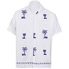 rayon embroidery camp party shirt white 64 large