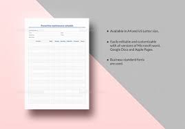 Examples 1 & 2 : 11 Preventive Maintenance Schedule Examples In Pdf Ms Word Sheets Excel Ms Word Numbers Pages Examples