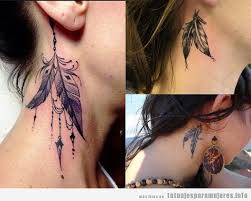 El cuello no permite tatuar diseños muy grandes. Tatuajes Lateral Cuello Mujer Plumas Tatuajes Para Mujeres