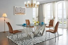 Exclusive Rectangular Glass Top Modern Dining Set Modern Dining Room Set Brown Dining Chairs Modern Glass Dining Room