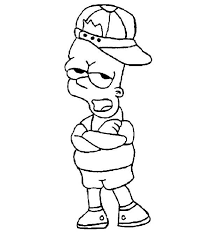 This drawing was made at internet users' disposal on 07 february 2106. Bart Simpson Wearing Hat In The Simpsons Coloring Page Coloring Sun