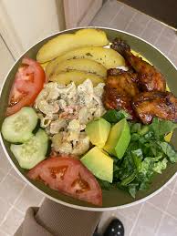 My Sunday dinner; not in the mood for rice and peas