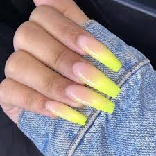 Coffin acrylic nails are great for some amazingly creative designs. Coffin Neon Yellow And Black Nails Nail And Manicure Trends