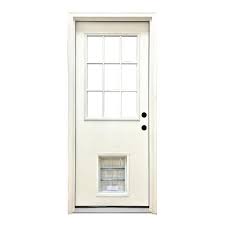 Steves Sons 32 In X 80 In Classic Clear 9 Lite Lhis White Primed Fiberglass Prehung Back Door With Xl Pet Door Fwtn 32xlp 4ilh The Home Depot Pet Door Pet Door