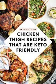 24 Easy Chicken Thigh Recipes That Are On The Keto Diet Via Purewow Dinner Recipes Healthy Low Carb Easy Chicken Thigh Recipes Ketogenic Recipes Dinner