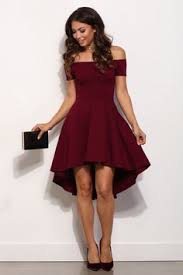 Formal Look Burgundy Off The Shoulder Fit Flare Dress Style With Black Clutch And Pumps Meghan H Vestidos Moda Vestidos 15 Vestidos