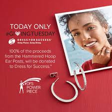 It's Giving Tuesday and we are proud to partner with Dress for Success to  inspire confidence among women! Today, 100% of the proceeds from the  Hammered Hoop Ear Posts will go to