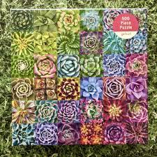 An insert of the full puzzle image is also included. 500 Piece Succulent Spectrum Puzzle Detail Retail Ltd