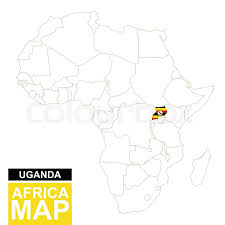 Africa contoured map with highlighted uganda. Africa Contoured Map With Highlighted Stock Vector Colourbox
