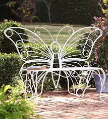 Weather Resistant White Metal Butterfly Garden Bench Garden Bench Butterfly Garden Butterflies Outdoor
