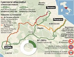 The highway links the largest cities on the tyrrhenian side of italy: Strada Dei Parchi Le Strade Alternative Ad A24 E A25 Nextquotidiano