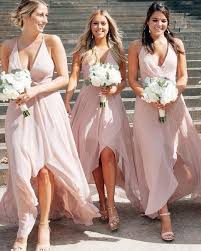 Simple A Line Deep V Neck Halter Open Back Light Pink Chiffon High Low Bridesmaid Dresses Under 100 From Dressmeet High Low Bridesmaid Dresses Blush Pink Bridesmaid Dresses Light Pink Bridesmaid Dresses