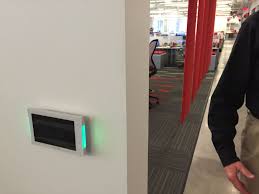 Crestron Wall Mounted Reservation System Panel System Showing If The Room Is Available Green Light Or Reserved Panel Systems Light Red Technical Innovation