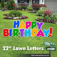 Looking for some ideas for sprucing up your backyard space? 22 Multi Color Happy Birthday Yard Signs Outdoor Etsy In 2021 Birthday Yard Signs Happy Birthday Yard Signs Outdoors Birthday Party
