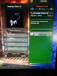 For those who want to know Earplugs Charm III materials. : r/ MonsterHunterWorld