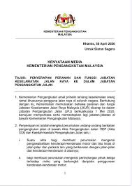 Ambil berat setiap perkara, biarpun kecil! Kenyataan Media Kementerian Pengangkutan Malaysia 30 April 2020 My News Online