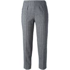 Black And White Square Pattern Pants Piazza Sempione Square Pattern Cropped Trousers Trousers Pattern Cropped Trousers Stretch Crop Pants