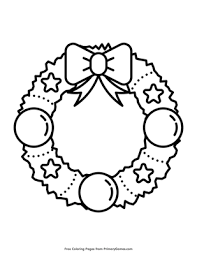 This christmas wreath coloring page is a great fun activity for kids and a fun line study idea. Wreath Coloring Page Free Printable Pdf From Primarygames