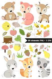 Forest Animals Vector Elenents Woodland Animals Clipart Bear Etsy Baby Animal Art Forest Animals Foster Animals